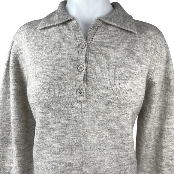 Asos Design Gray Knitted Button Collar Long Sleeve Sweater Romper Jumpsuit Sz 4 - Picture 3 of 5